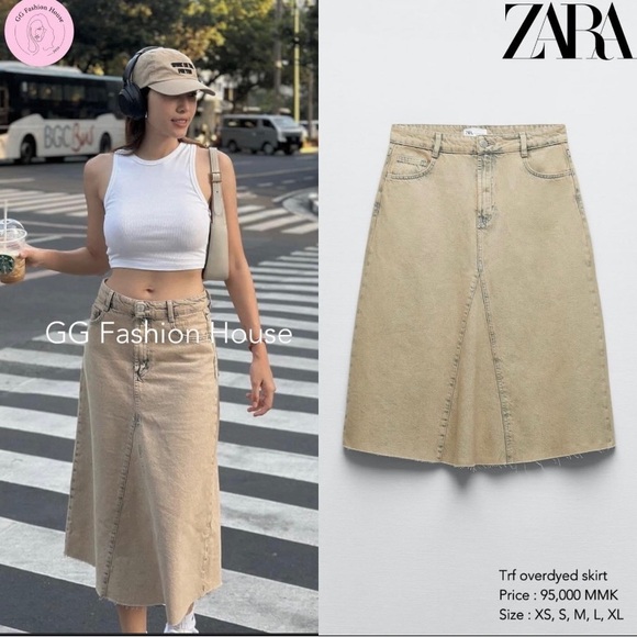 Zara overdyed denim midi skirt XXL - Picture 3 of 16